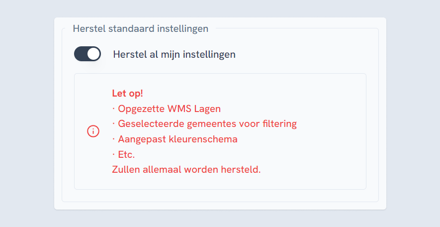 Herstel standaard instellingen