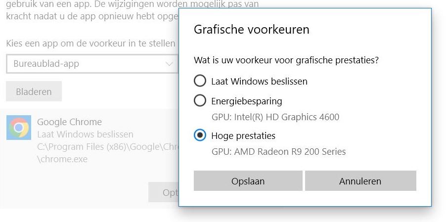 Instelling prestaties