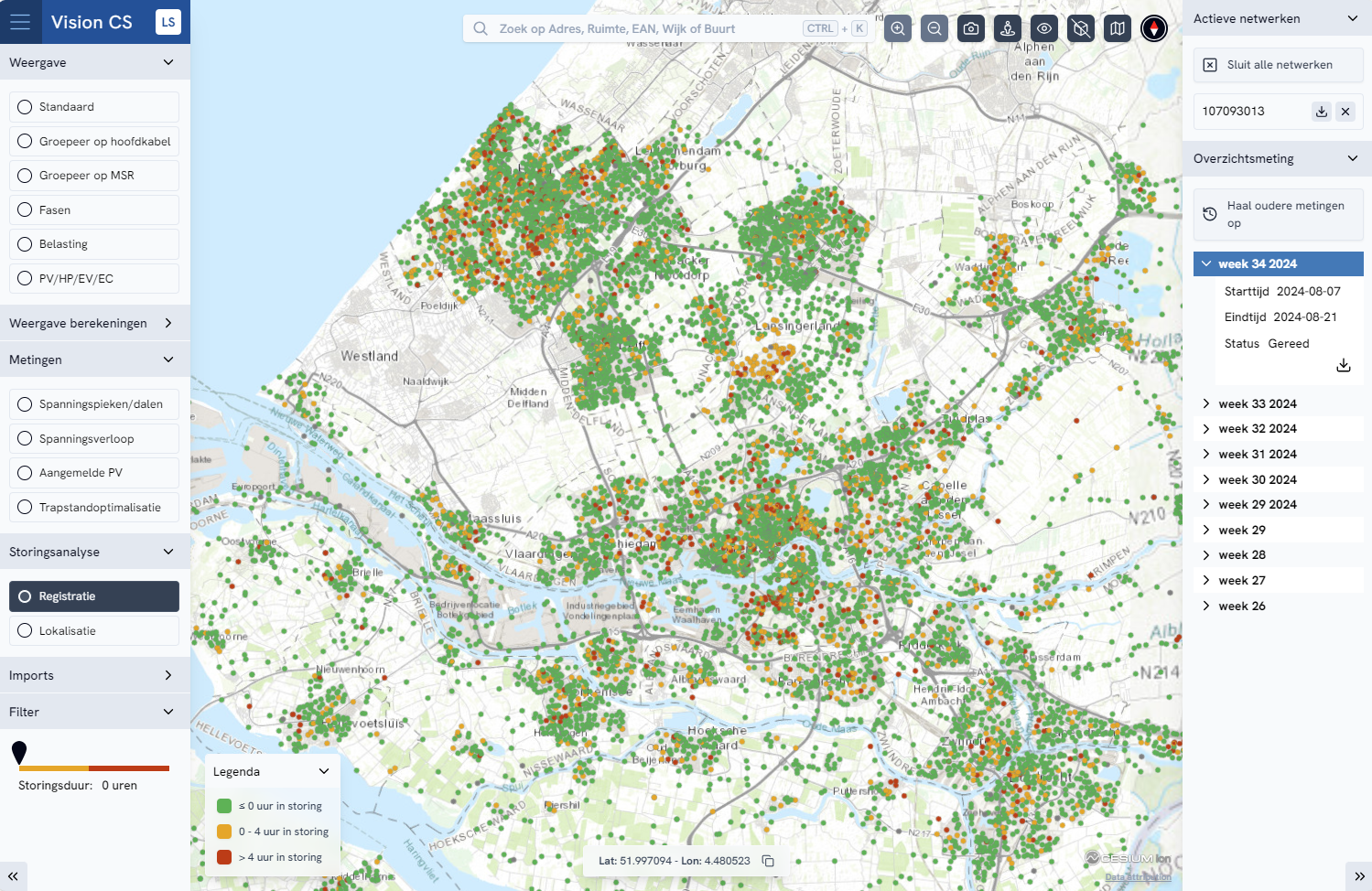 Storingsanalyse - registratie - kaart