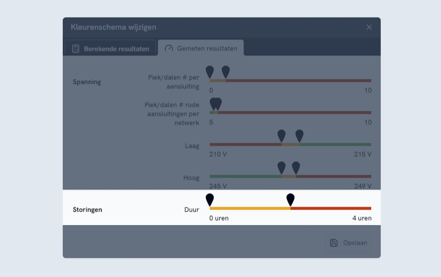 Storingsanalyse - registratie - kleurinstellingen